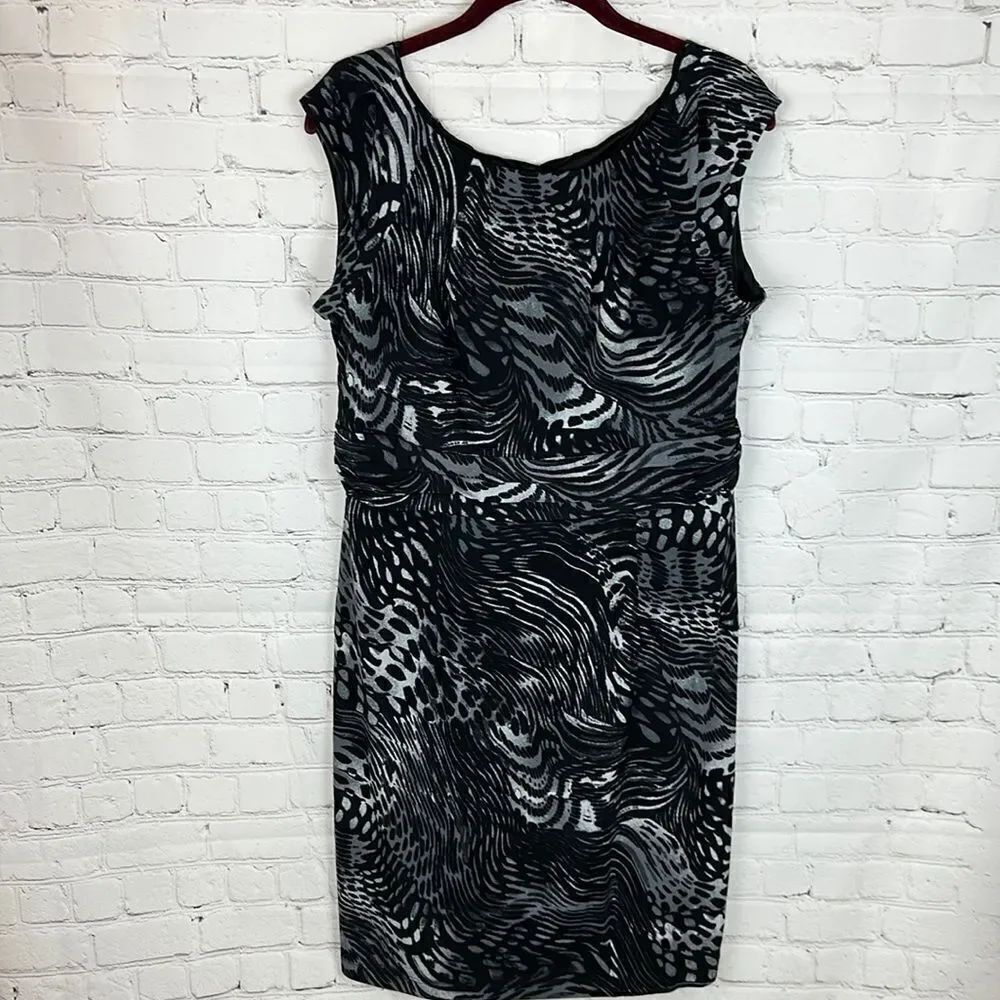AB Studios Black and White Animal Print Dress Size Large